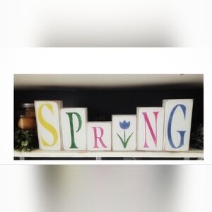 Farmhouse Inspired Wooden Spring 6pc.  Block Set
